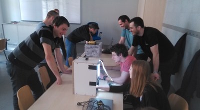 Students trying their ID systems